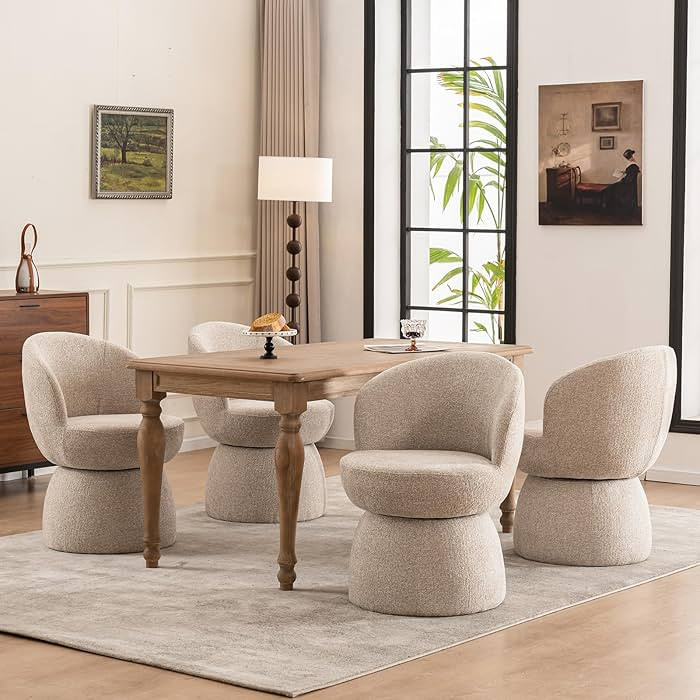 Kidol & Shellder Swivel Dining Chair 4 PCS Modern Comfy Upholstered Single Sofa Armless Barrel Si... | Amazon (US)