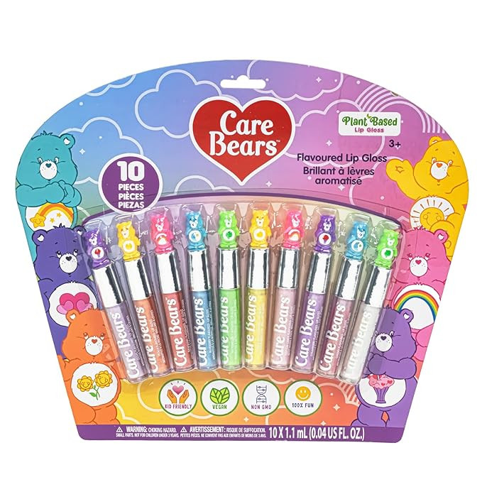 Care Bears 10 Piece Plant Based Lip Gloss, Girls Party Favors, First Makeup Set for Girl, Perfect... | Amazon (US)