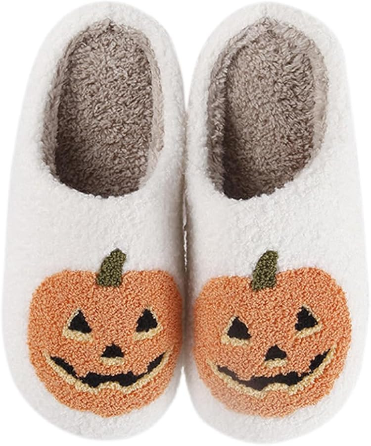 Snugeasy Halloween Pumpkin Slippers for Womens Mens Soft Plush Warm Spooky Halloween Pumpkin Hous... | Amazon (UK)