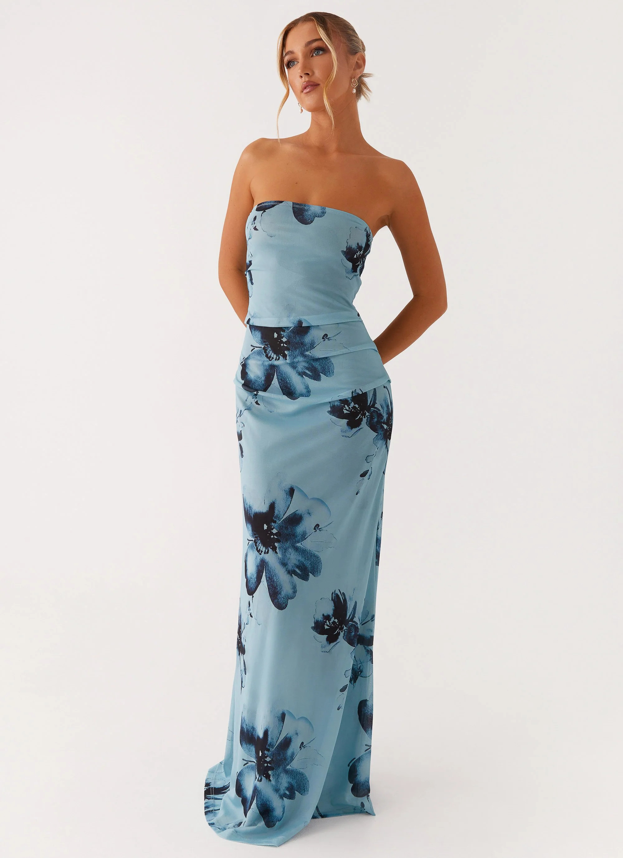 Field Of Dreams Maxi Dress - Blue Black Floral | Peppermayo (Global)