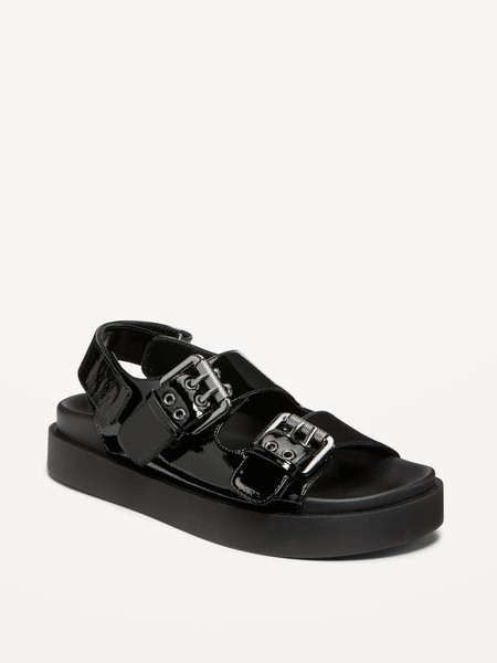 Faux-Leather Chunky Buckle Sandals | Old Navy (US)