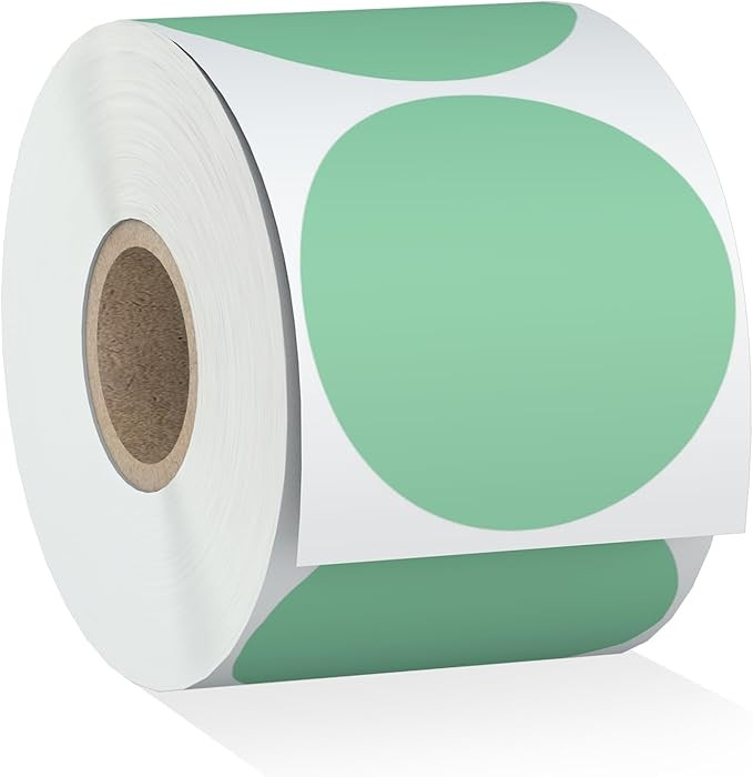 Misofuki 2" 750 Labels Green Circle Direct Thermal Stickers Labels Roll Compatible with Zebra, Ro... | Amazon (US)