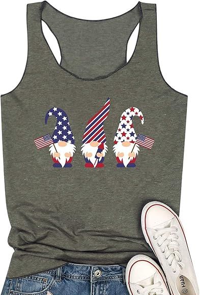 Tuwbue 4th of July Tank Tops for Women American Flag USA Tee Patriotic Tank Clothing | Amazon (US)