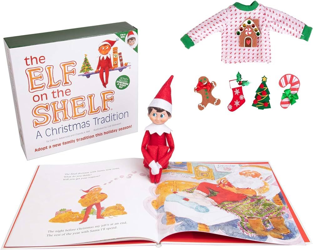 The Elf On The Shelf Boy with Customizable Christmas Sweater Set - Blue Eyed Boy Elf with Book, S... | Amazon (US)