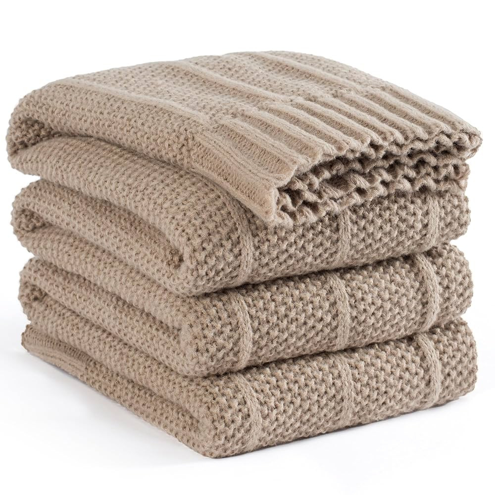 Carriediosa Knit Throw Blanket for Couch 50" X 60", Soft Cozy Stripe Pattern Cable Knitted Throws... | Amazon (US)