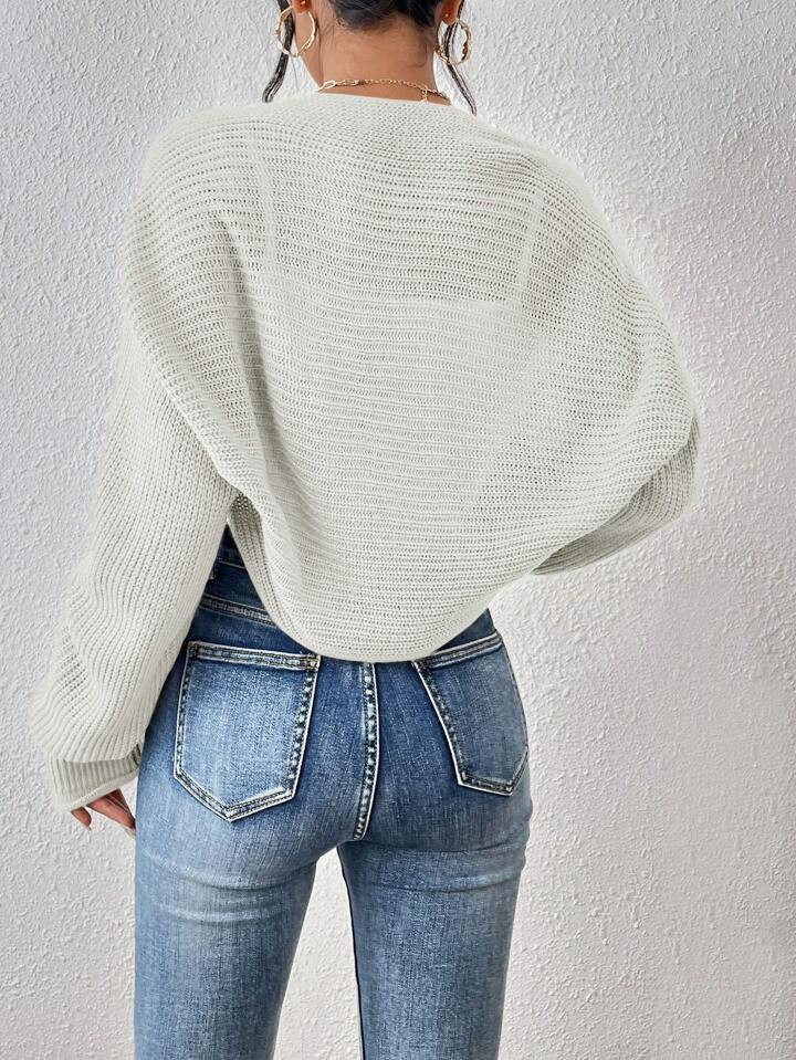 SHEIN VCAY Crop Cardigan mit Einfarbig offener Front, | SHEIN