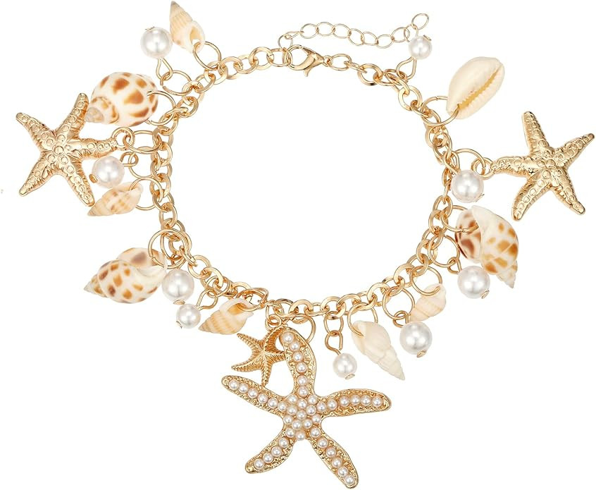 Shell Starfish Necklace Bracelet Conch Statement Chunky Necklace Mermaid Costume Jewelry Beach Je... | Amazon (US)