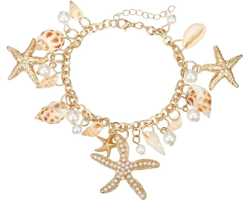 RUOFFETA Shell Starfish Necklace Bracelet Conch Statement Chunky Necklace Mermaid Costume Jewelry... | Amazon (US)