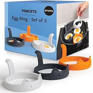 OTOTO PanCats Egg Ring Set of 3 - Silicone Egg Rings for Frying Eggs, Non Stick Fried Egg Cooker ... | Amazon (US)