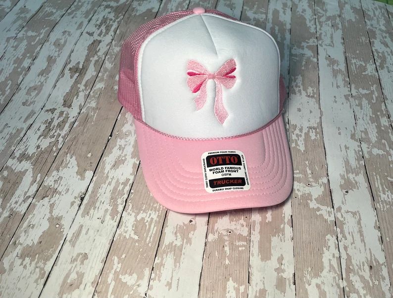 Pink Bow Trucker Hat - Etsy | Etsy (US)