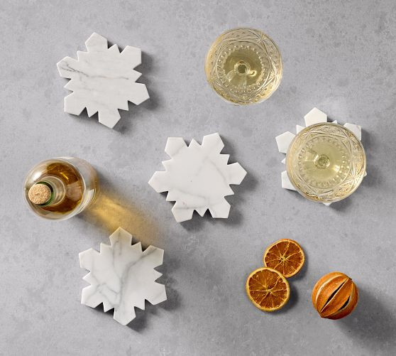 Marble Snowflake Coasters - Set of 4 | Pottery Barn CA