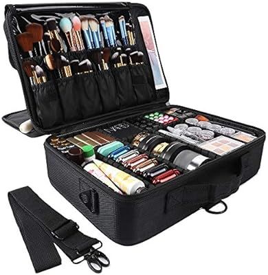 GZCZ 3 Layers Large Capacity Travel Professional Makeup Train Case Cosmetic Brush Organizer Porta... | Amazon (US)