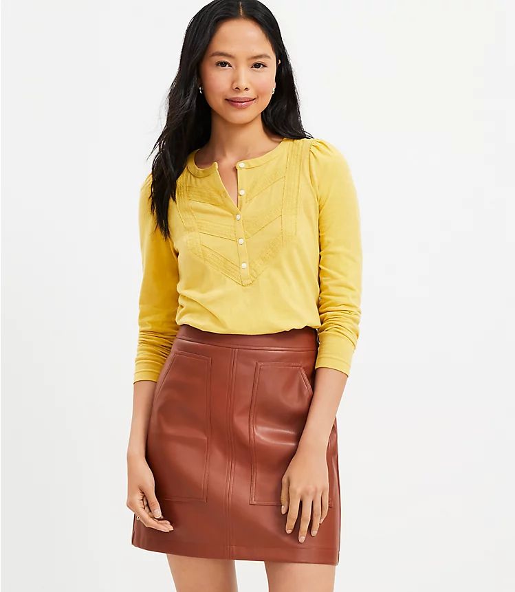 Petite Faux Leather Pocket Shift Skirt | LOFT