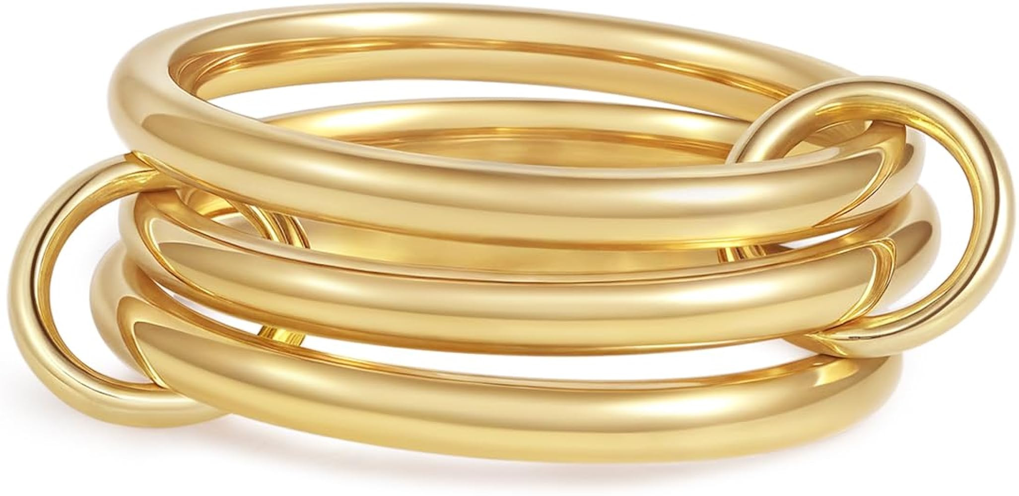 Gold/Silver Interlocked Rings For Women Dainty Stainless Steel Cubic Zirconia Stackable Statement... | Amazon (US)