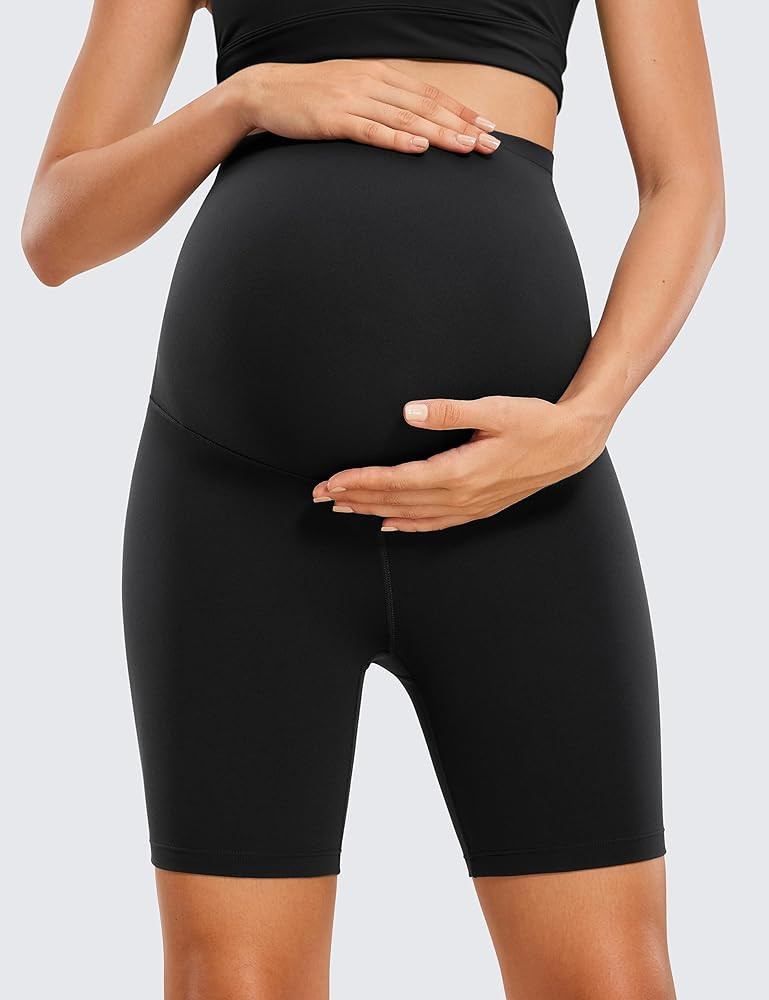CRZ YOGA Butterluxe Maternity Biker Shorts 6" - Over The Belly Pregnancy Yoga Workout Womens Acti... | Amazon (US)