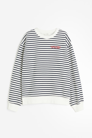 Sweatshirt - Cream/striped - Ladies | H&M US | H&M (US + CA)
