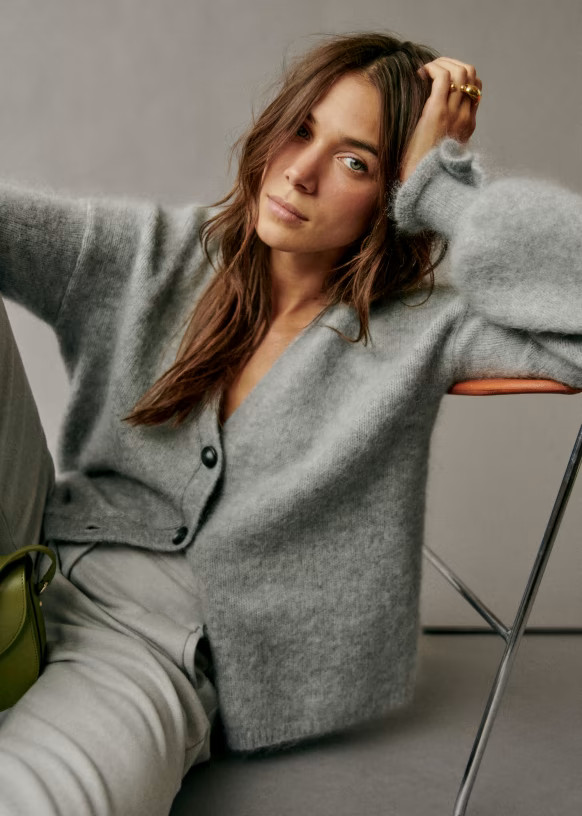 Mia Cardigan - Grey - Kid mohair - Sézane | Sezane Paris