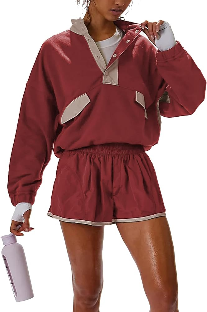 Women's Two Piece Short Sets Summer Lounge Sweatsuits Long Sleeve Outfits Travel Tracksuit with P... | Amazon (US)