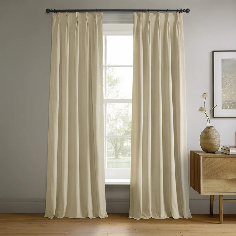 Balone French Pleated Signature Velvet Thermal Lined 100% Blackout Curtains for Bedroom & Living ... | Wayfair North America