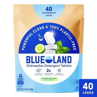 Blueland Cucumber Basil Dishwasher Detergent Tablets - 40ct: Hypoallergenic, Vegan, Resealable Bag | Target