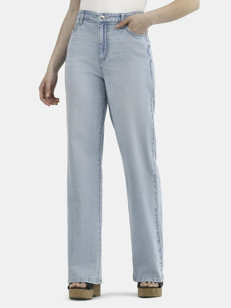 No Boundaries High Rise Baggy Wide Leg Jeans, 30'' Inseam, Women’s | Walmart (US)