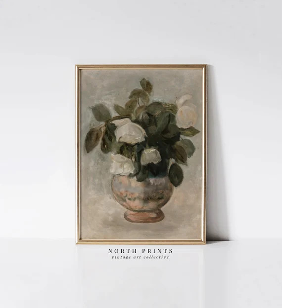 PRINTABLE Neutral Still Life Roses Painting  Vintage | Etsy Canada | Etsy (CAD)