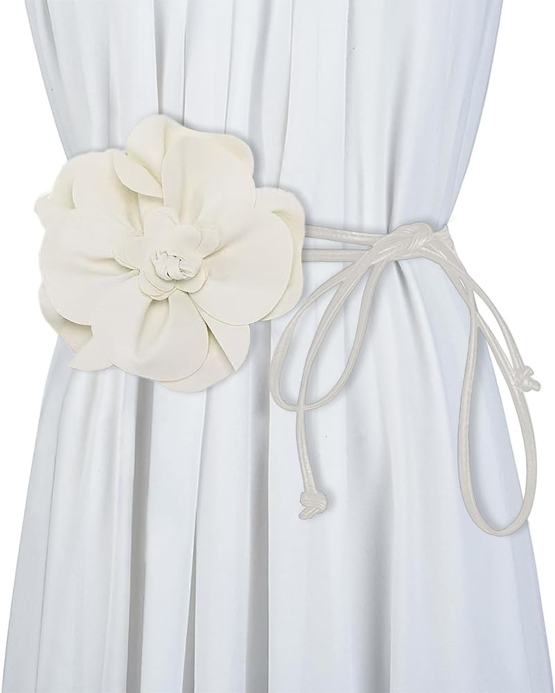 WENLOOY Women Boho PU Leather Big Flower Waist Belt Dresses Tie Bow Waist Band | Amazon (US)