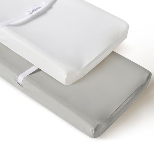 QUENESS 2 Pack Baby Changing Pad Cover, Stretchy Cotton Comfort Diaper Changing Table Covers for Baby Girls and Boys, Ultra Soft Breathable Changing Pad Sheets, Fit 32"/34" x 16" Pad | Amazon (US)