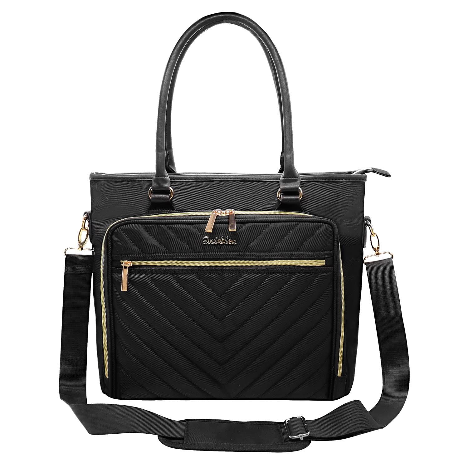 Intrbleu Laptop Tote Bag for Women, 13.3" Business Messenger Bags Quilted Handbag Purse, Compatible  | Amazon (US)