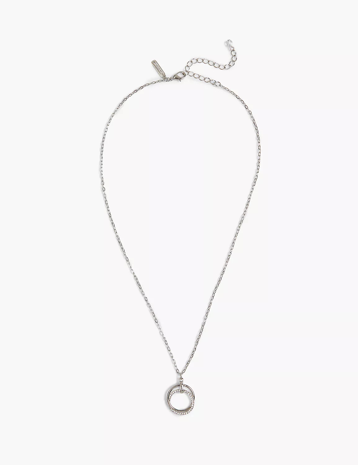 Pave Interlocking Rings Pendant Necklace | Lane Bryant (US)