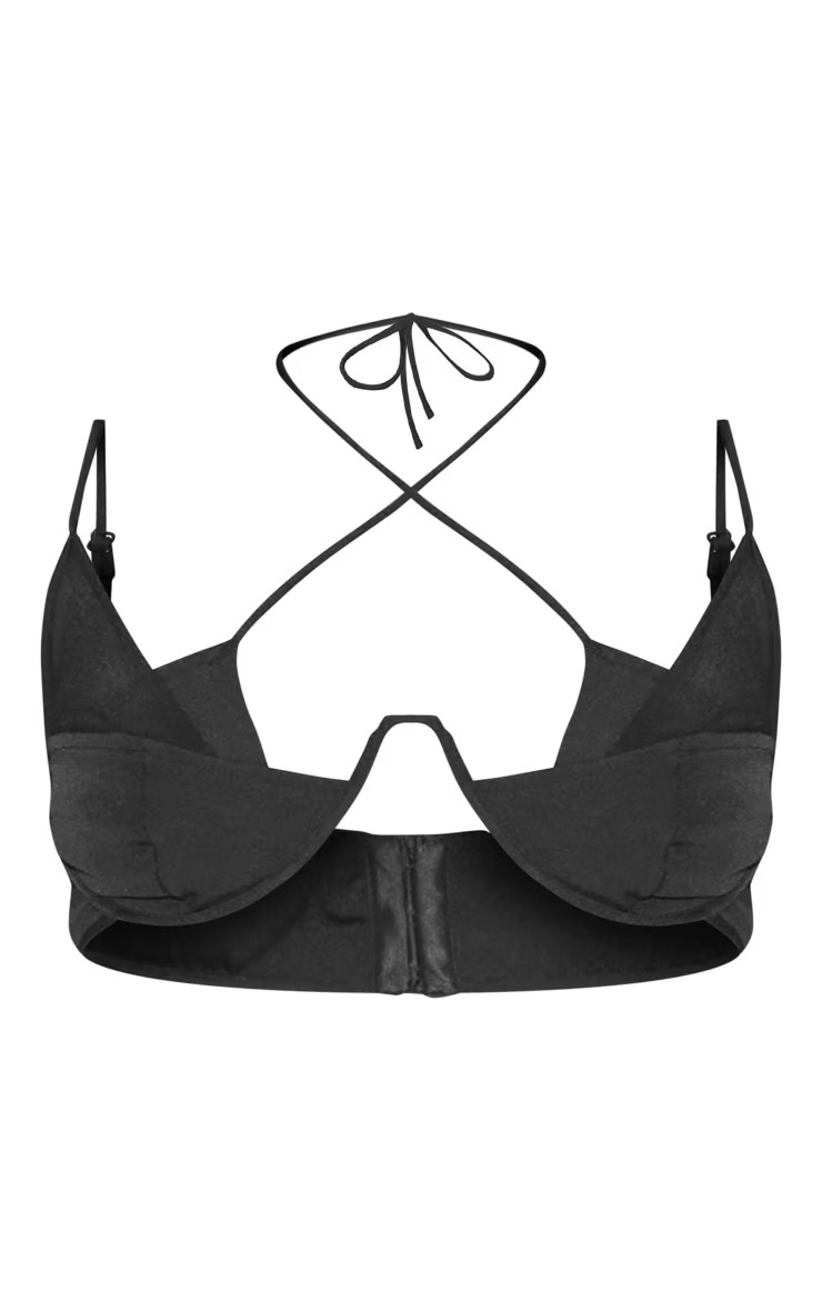 Black Sheer Overlay Detail Bralette | PrettyLittleThing US