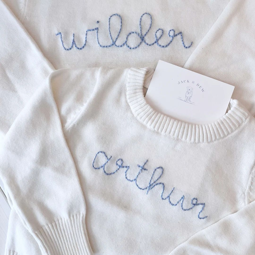 Custom Hand Embroidered Baby & Toddler Name Sweater - Etsy | Etsy (US)