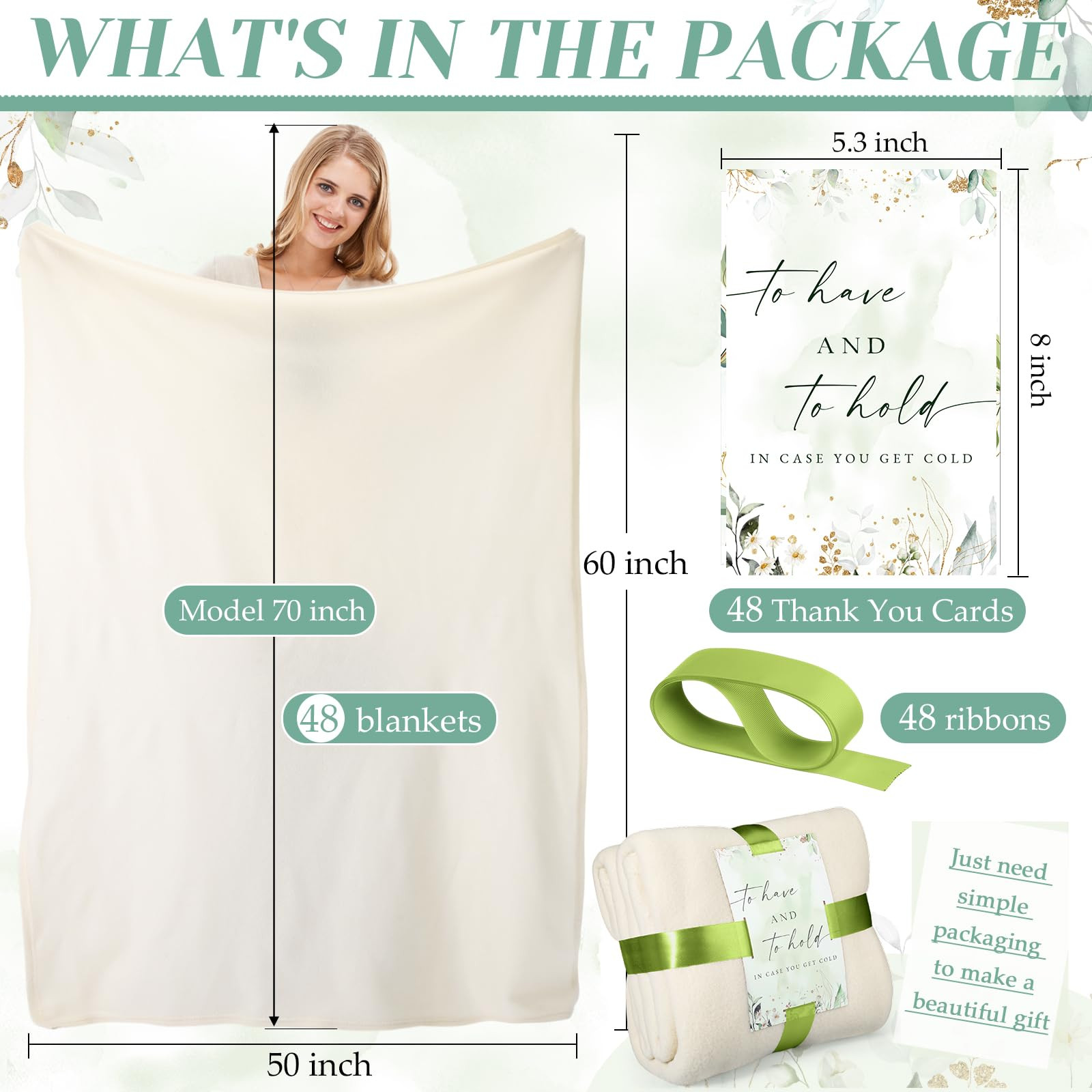 Buryeah 48 Pack Oeko-Tex Certified Wedding Flannel Throw Blanket Bulk 50 x 60 Inch Soft Fleece La... | Amazon (US)