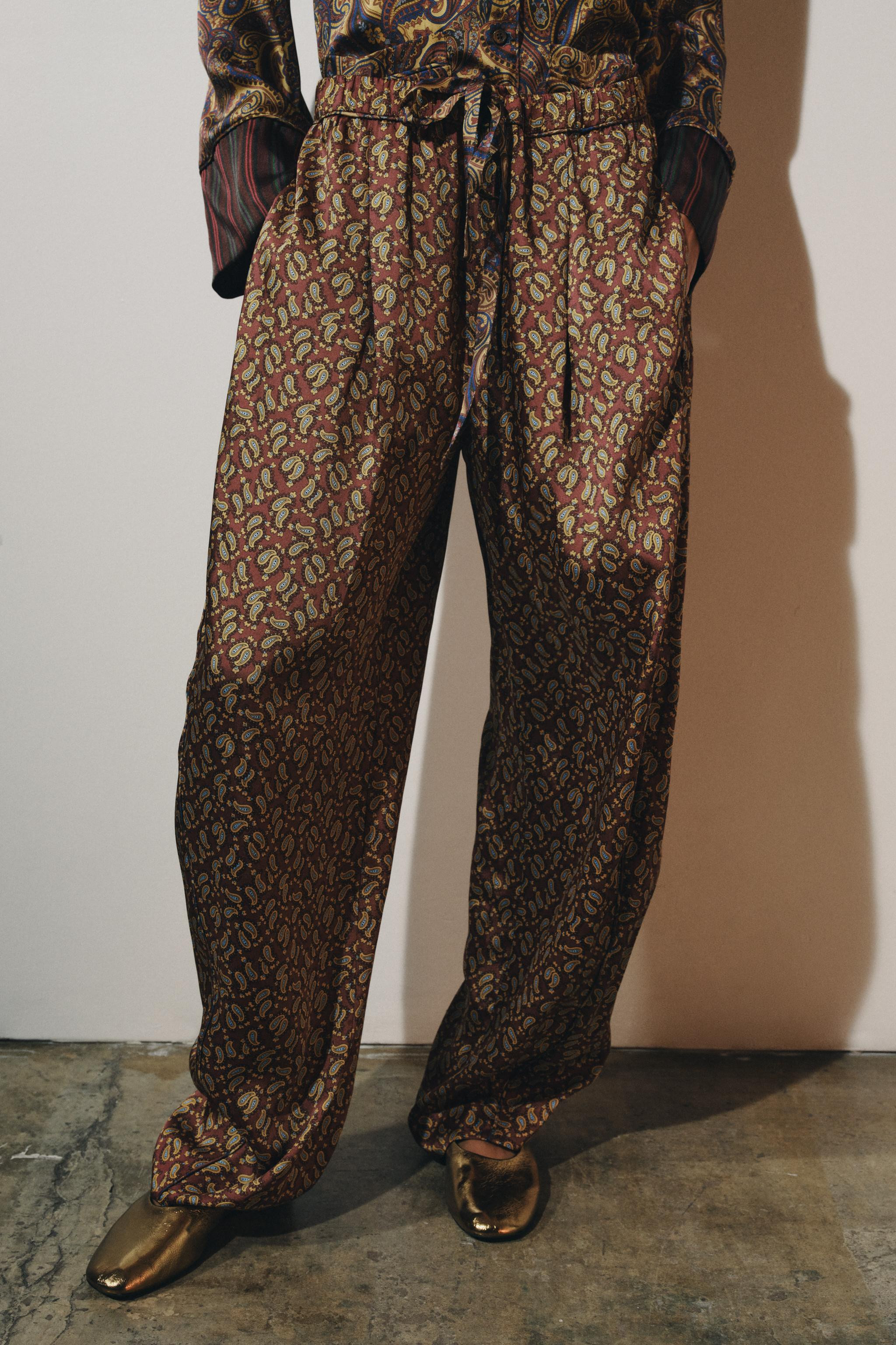 ZW COLLECTION PAISLEY PAJAMA PANTS | Zara US