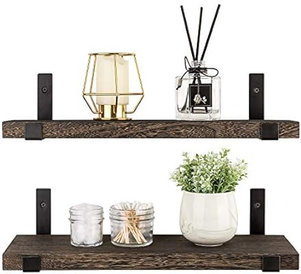 Mkono Rustic Wood Floating Shelves Wall Mounted Shelving Set of 2 Decorative Wall Storage Shelves... | Amazon (US)