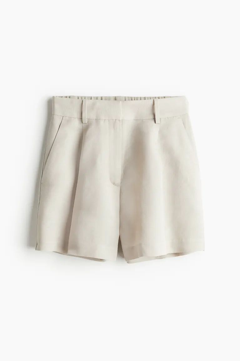 Linen-blend Shorts - Light beige - Ladies | H&M US | H&M (US + CA)