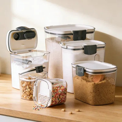 Airtight Food Storage Container Set For Baking - 6-Piece Kitchen Canisters With Leveling Bars, Pour Spouts & Freshness Tools For Flour, Sugar, And Dry | Wayfair North America