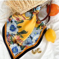 Orange Bandana For Women, Premium Square Satin Neck Scarf With Unique Floral Artistic Design, Silky Scarf, Summer Fashion Accessories | Etsy (US)