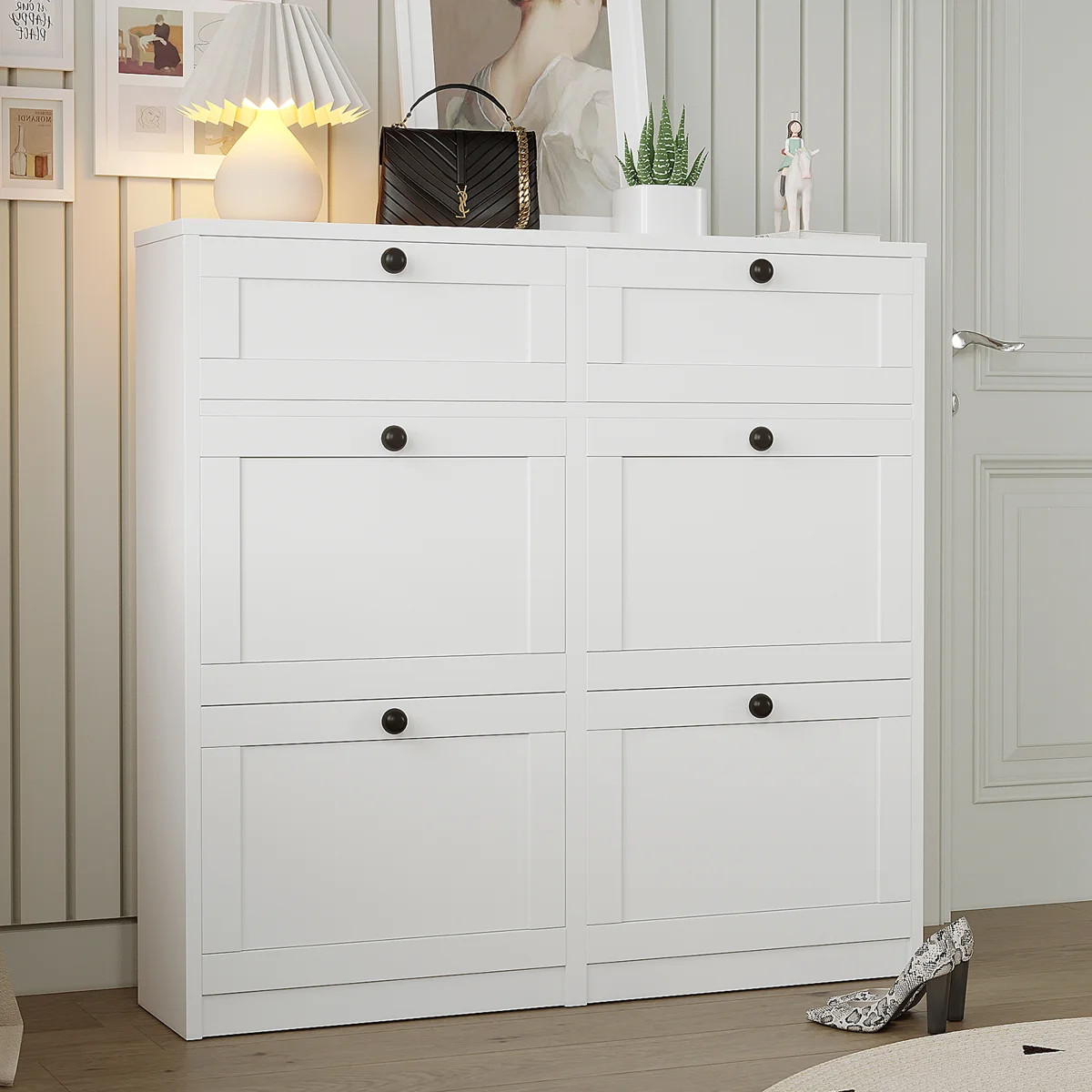24 Pair Shoe Storage Cabinet With 2 Drawers | Wayfair North America