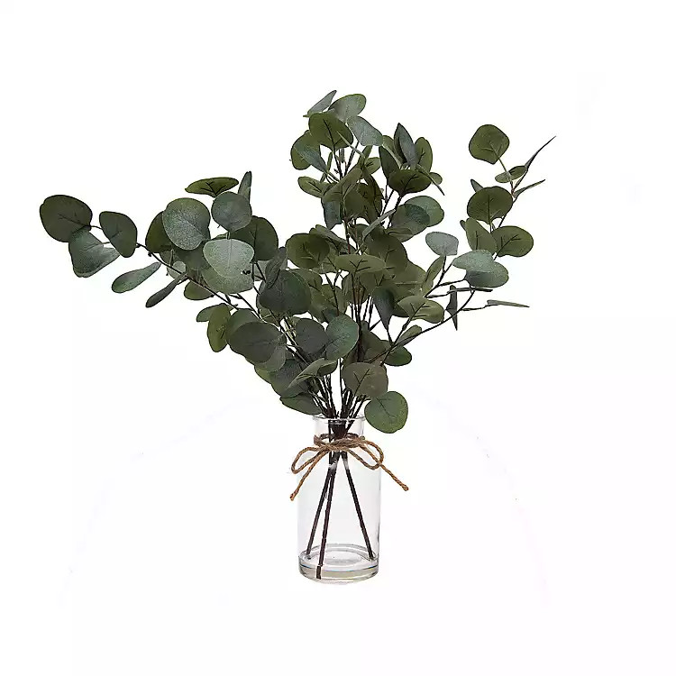 Silver Dollar Eucalyptus Branch in Glass Bottle | Kirkland's Home
