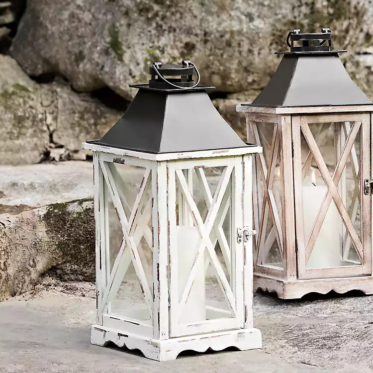 Distressed Cream Lantern | Kirkland's Home