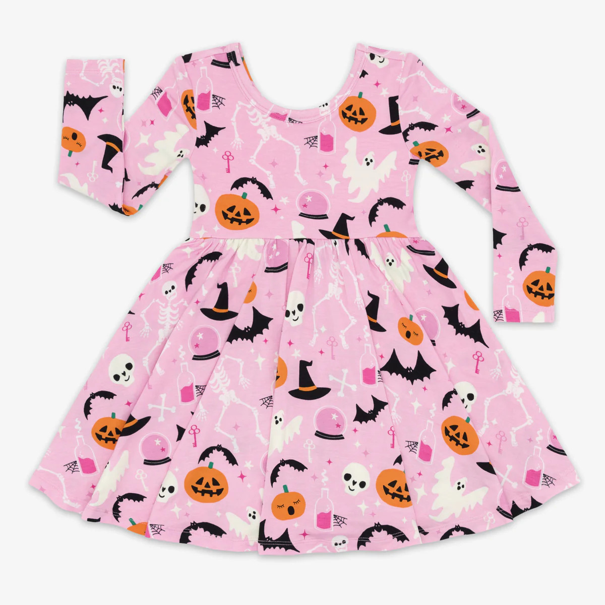 Pink Glowing Ghouls Twirl Dress | Little Sleepies