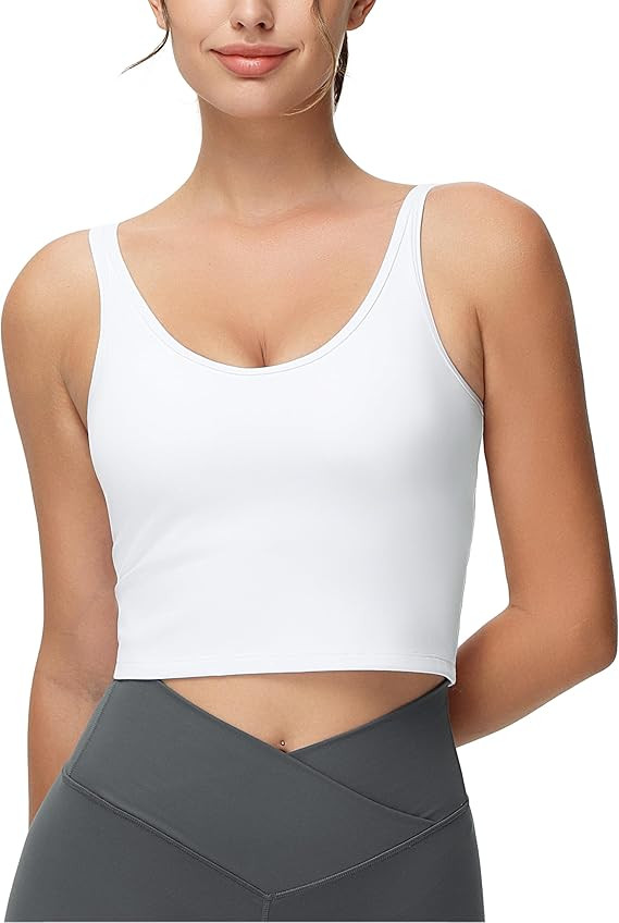 THE GYM PEOPLE Women's Longline Sports Bra Removable Padded Wireless Workout Yoga Tank Tops | Amazon (US)