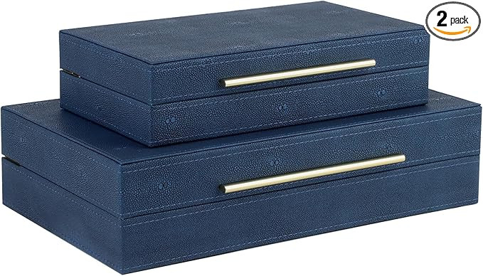 HofferRuffer Faux Leather Decorative Boxes Set of 2, Large Nesting Keepsake Box Accessory Organiz... | Amazon (US)