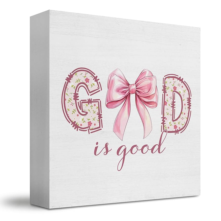 Bible God Is Good Bow Sign, Christian Wooden Box Signs，Gifts For, Christian Room Decor Aestheti... | Amazon (US)