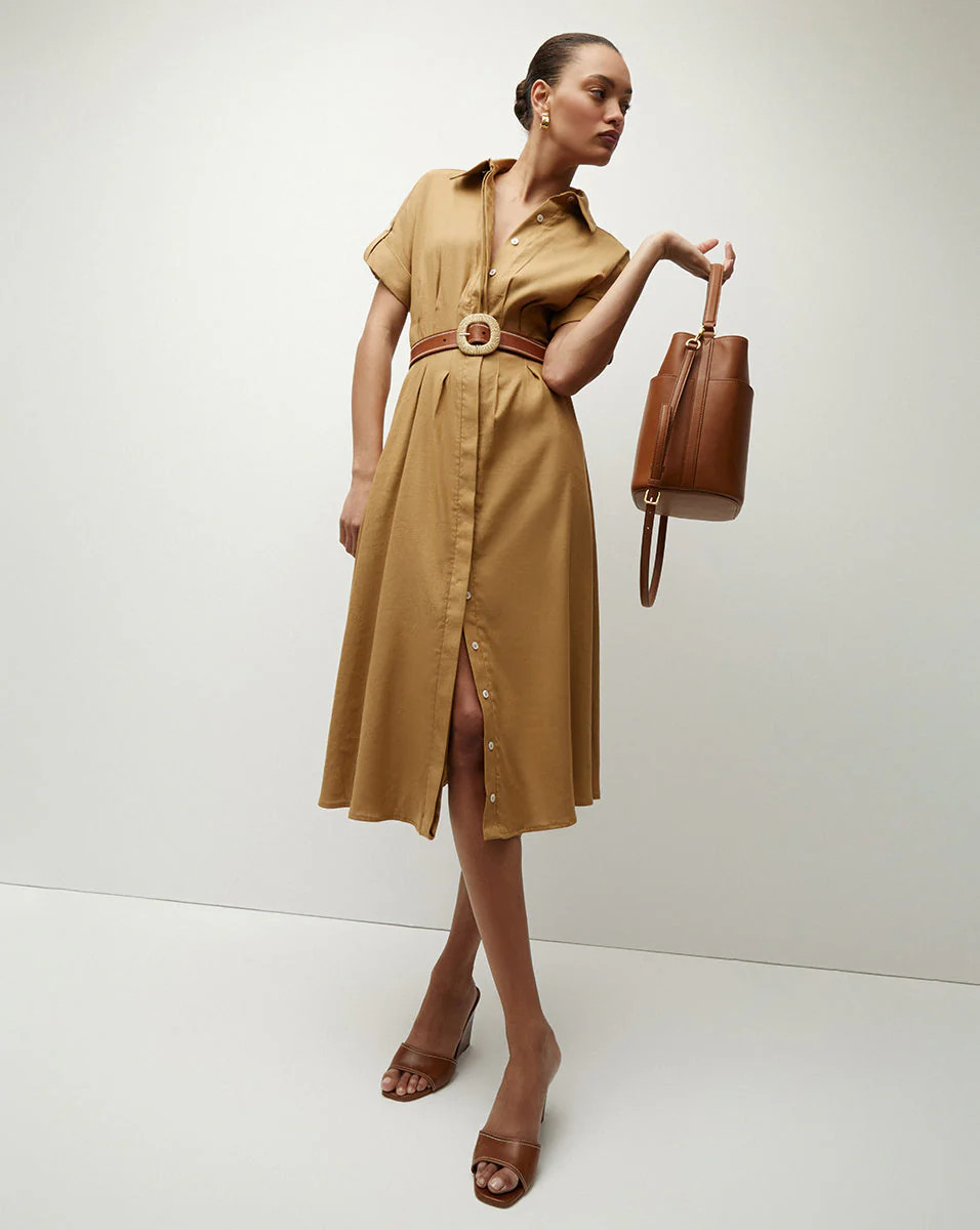 Adavi Stretch-Linen Shirtdress | Veronica Beard