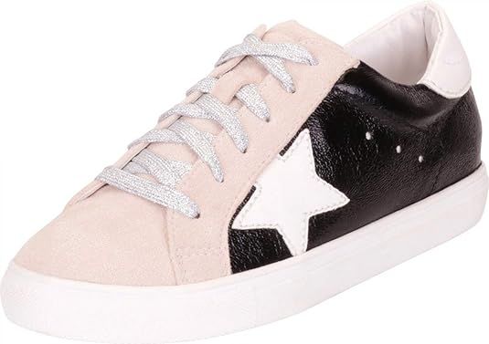 Cambridge Select Women's Low Top Round Toe Star Lace-Up Fashion Sneaker | Amazon (US)