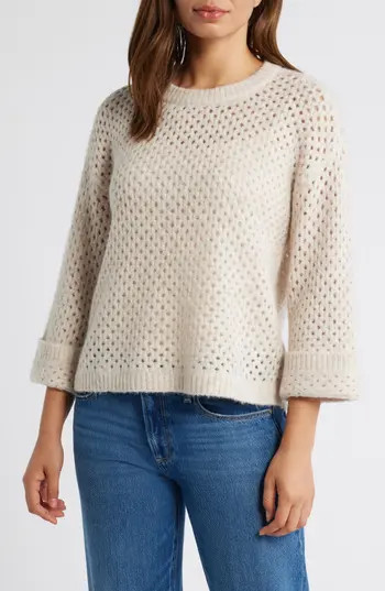 Wit & Wisdom Open Stitch Cuffed Sweater in Heather Light Oatmeal at Nordstrom Rack, Size Large | Nordstrom Rack
