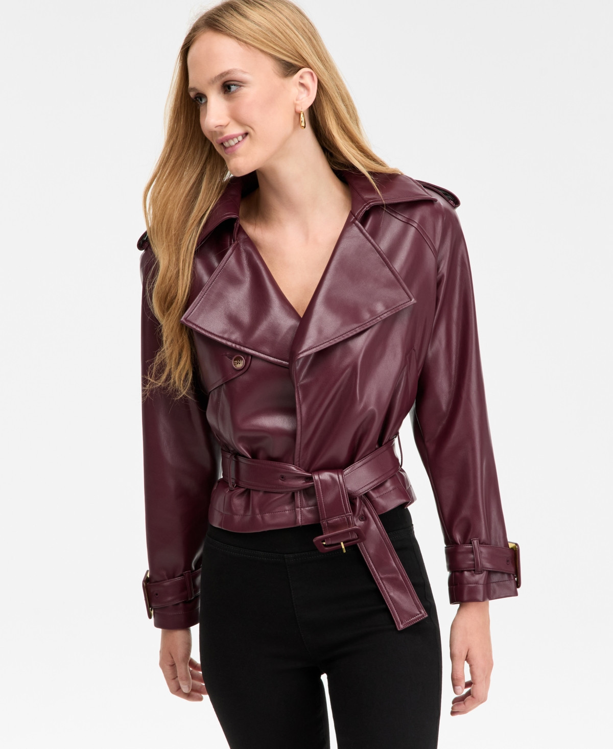 I.n.c. International Concepts Women's Faux-Leather Biker Jacket, Macy's Exclusive - Mulberry J | Macy's