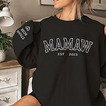 IZI POD Personalized Mama Embroidered Sweatshirt, Custom Sweatshirt, Mama Sweatshirt, Mama Gift, ... | Amazon (US)